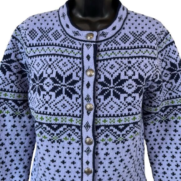 Vintage LL Bean Nordic Fair Isle Cardigan Sweater - Picture 2 of 9
